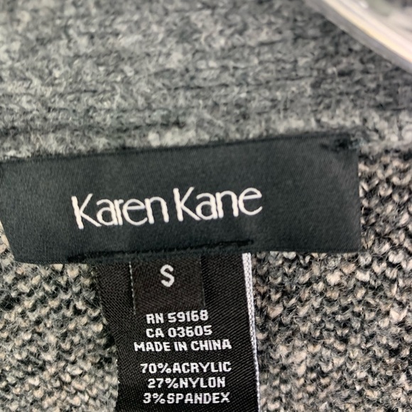 Karen Kane SMALL Animal Jacquard Cardigan Sweater Gray Button Front Plush - Picture 7 of 8